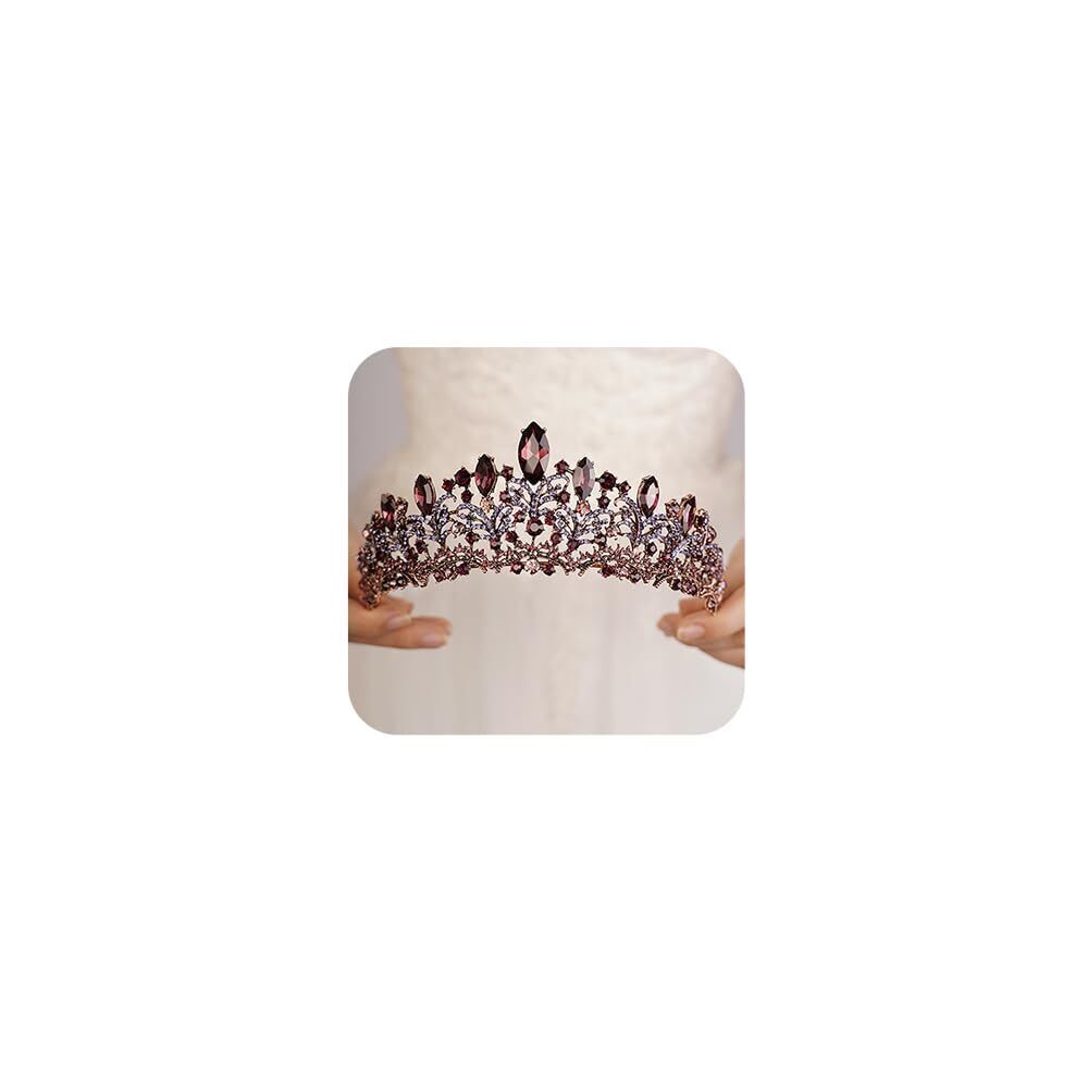 5105 Baroque Queen Crown Vintage Purple Crystal Wedding Tiara Rhinestone